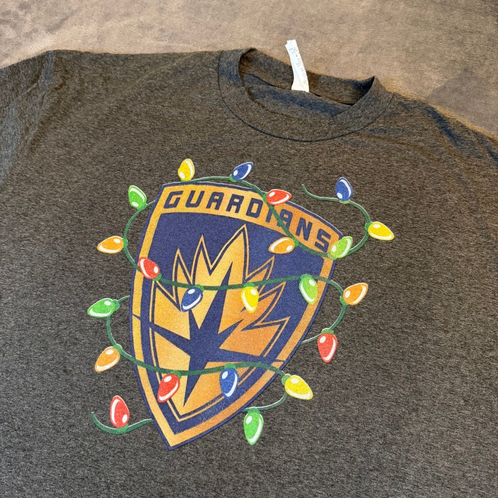 Marvel Guardians of the Galaxy T Shirt Mens Double XL Tall Gray Holiday Lights